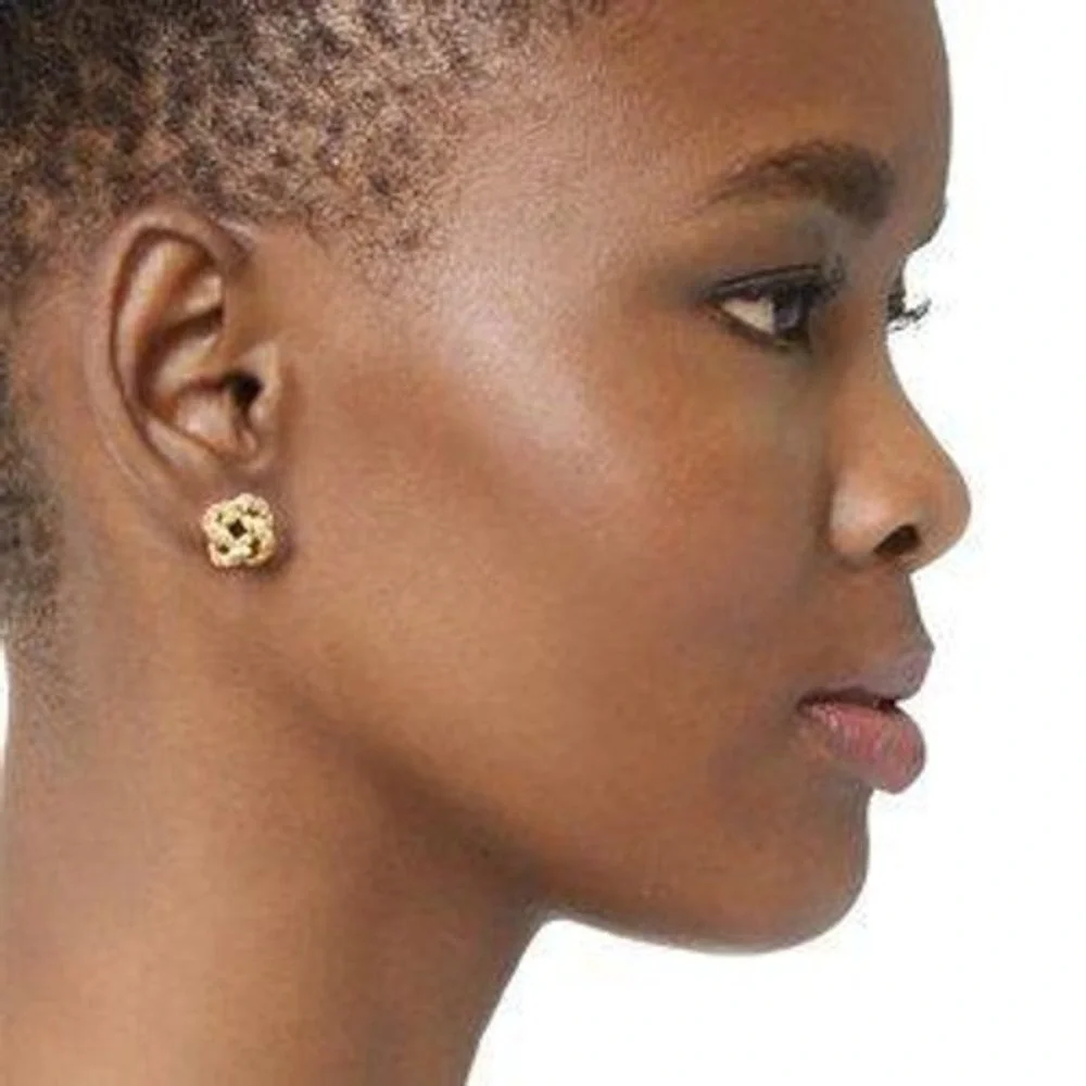 Tory Burch Rose Gold Tone Rope Knot Stud‎ Earrings Women